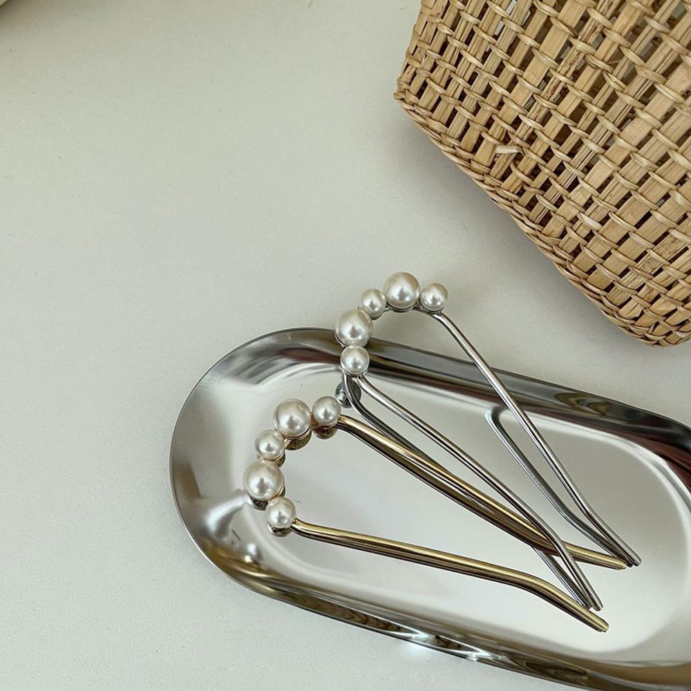 Elegant Fashion U Shaped Ornaments Headdress Pearl Hair Sticks Hair Fork Hairpin Hair Accessories