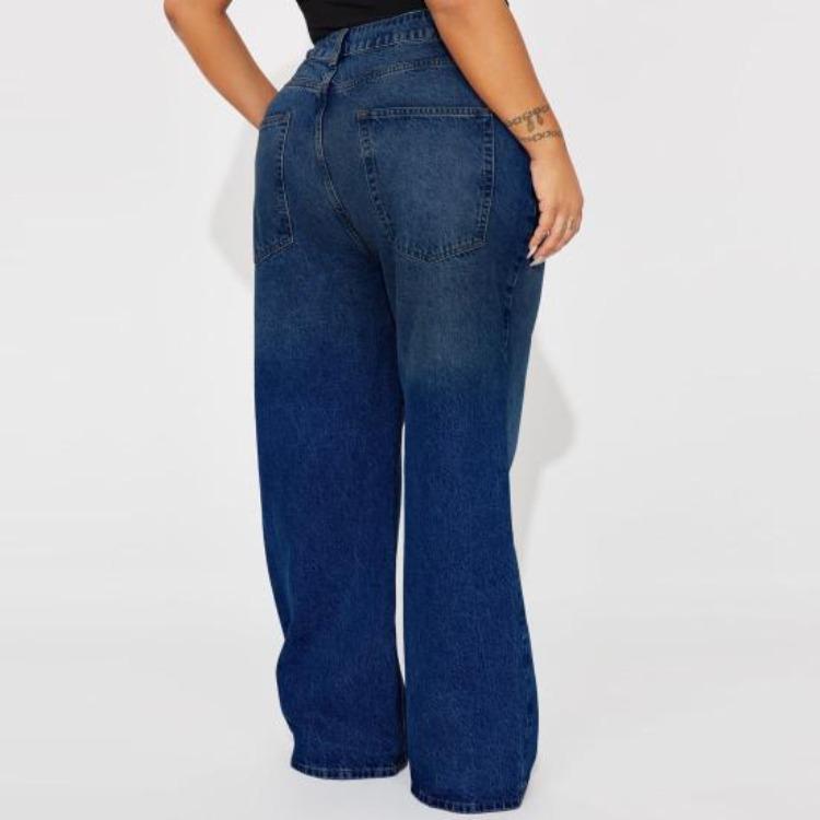 High Waisted Wide Leg Jeans Women's Stretchy Boyfriend Denim Pants Straight Loose Baggy Pockets