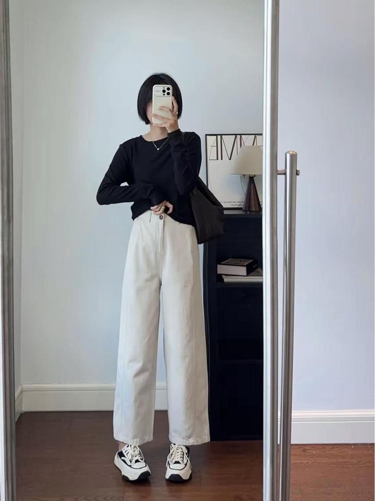 Tencel Baumwolle Yamamoto Hose: Frühling 2026 Damen Freizeit Einfarbige Mode.