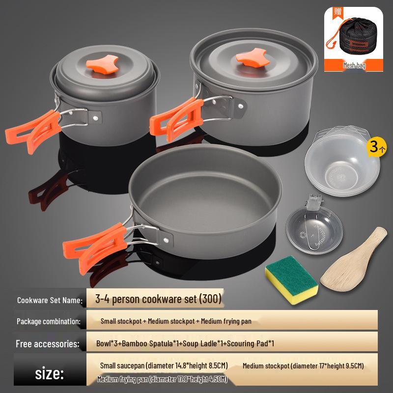 

Портативный набор походной посуды для кемпинга: Складные кастрюли и чайник из алюминиевого сплава