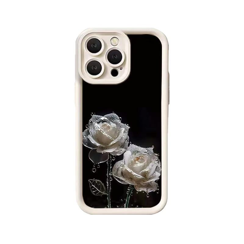 Crystal Rose iPhone Case: Compatible with 13, 14, 15 Pro, 16 Pro Max, and 17 models, offering full coverage protection.