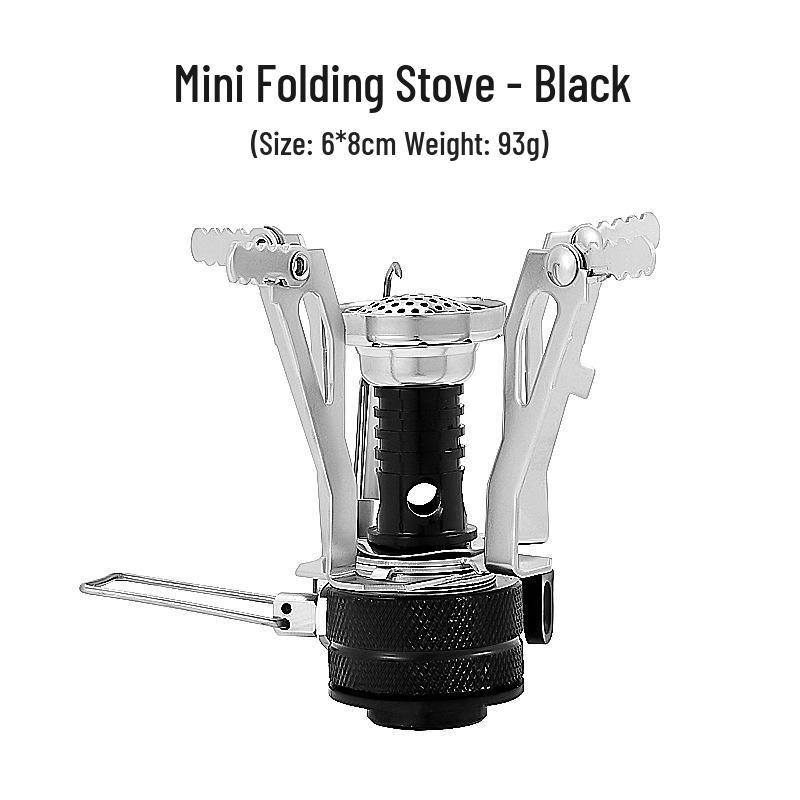 All-in-One Portable Camping Stove with Electronic Ignition for Outdoor Cooking чёрный