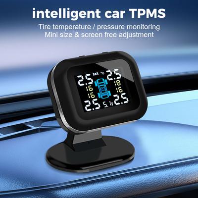 Auto Security Alarm Systems USB TPMS Mini Car Tire Pressure Monitoring System LCD Display With 4 Pcs External Sensor