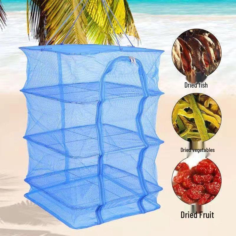 Großes faltbares Trockennetzgestell mit großmaschigem Netz für Fisch, Fleisch, Gemüse und Trockenwaren