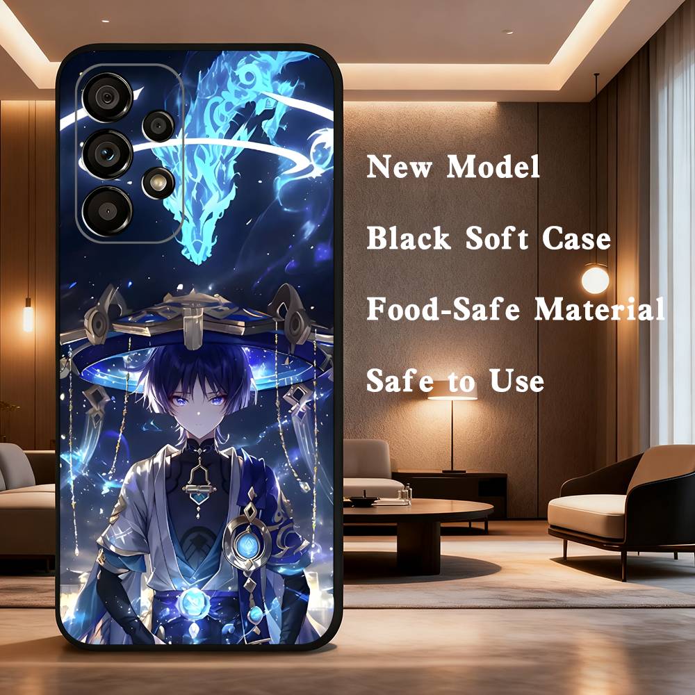 Genshin Impact Wanderer For Samsung Galaxy A73,31,8,9,52,J7,22,Note,72,41,71,53,32,Soft Black Silicone Cover Case