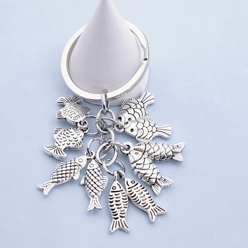 Fish Keychain Zinc Alloy Keyring Fishing Enthusiast Gift For Dad Boyfriend Backpack Car Pendant