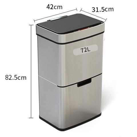 Automatic Sensor Trash Can Smart Stainless Steel Trash Bin Luxury Large Capacity Litter Bin Rectangular Kitchen Dustbin with Lid