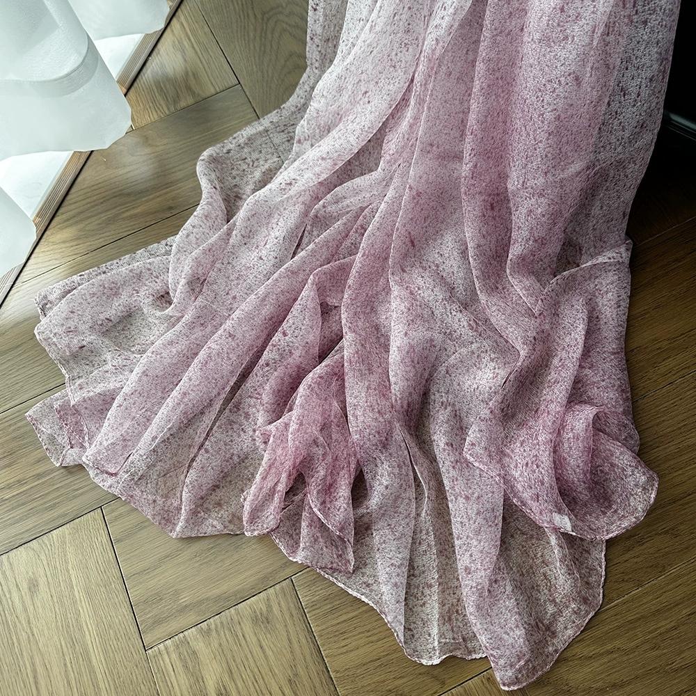 10% Seidenschal für Damen Farbverlauf Sonnenschutz Stola Vielseitig Dünn High-End-Feeling Wickeltuch Retro Gazeschal für Damen