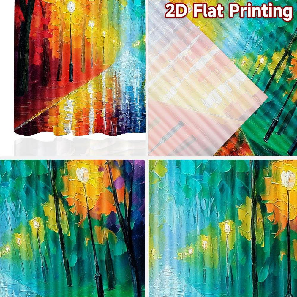 2D Flat Printing 2pcs Party Curtains Colorful Trees Park Digital Printed Polyester Drapes All Season Party & Holiday Decor