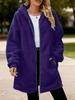 2024 European Winter Women's Long Sleeve Hooded Plush Zipper Cardigan Coat
