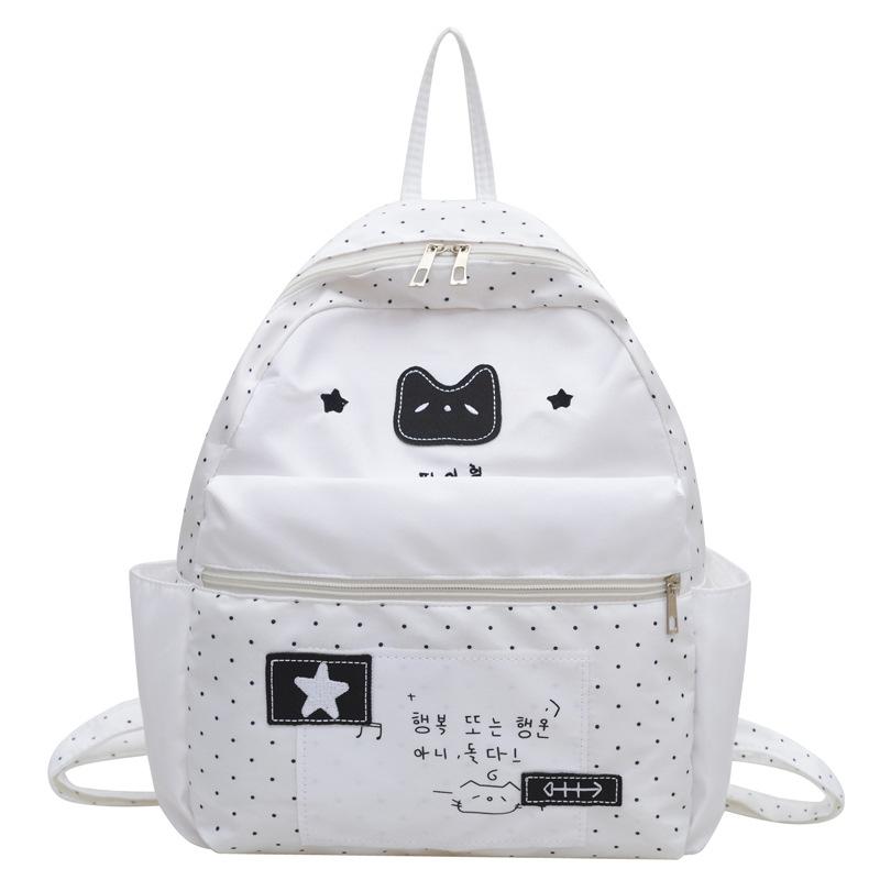 Schoolbag niche non-collision polka dot black cat schoolbag female Korean girl large capacity portable backpack student leisure bag