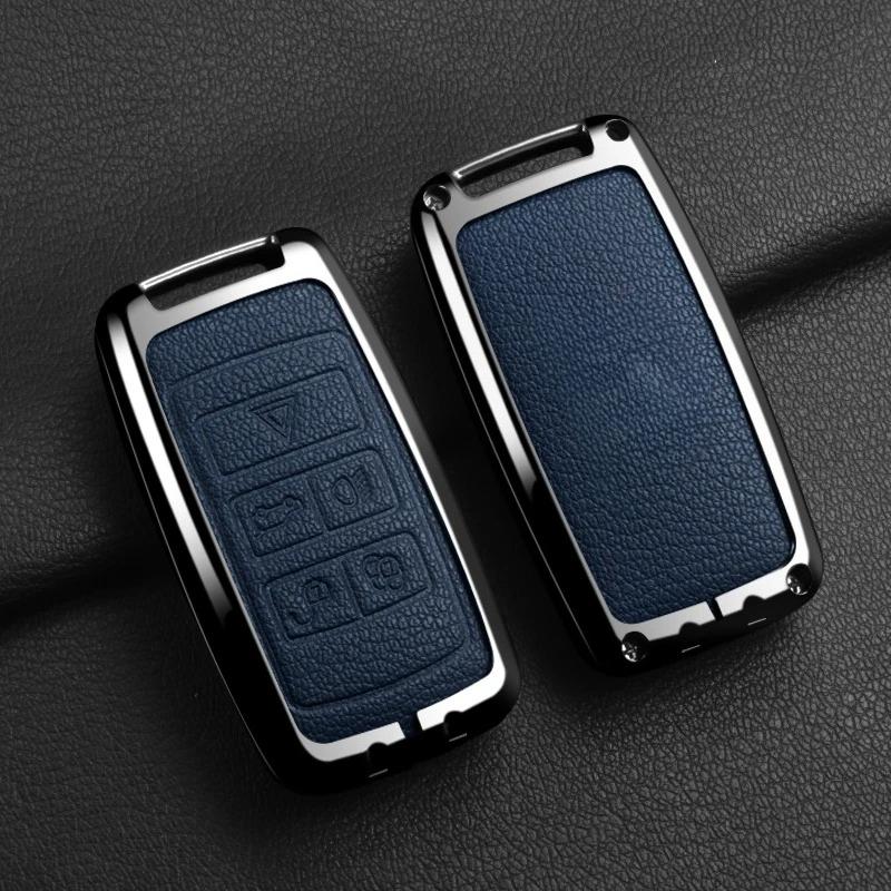 Zinc Alloy+Leather Car Key Case Cover Keychain Holder Shell For Land Rover Range Rover Sport Velar Evoque Freelander2 Discovery