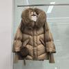 Autumn and Winter New Natural Fox Big Fur Collar Hooded Short Down Jacket Women's Thickened Warm Loose Coat