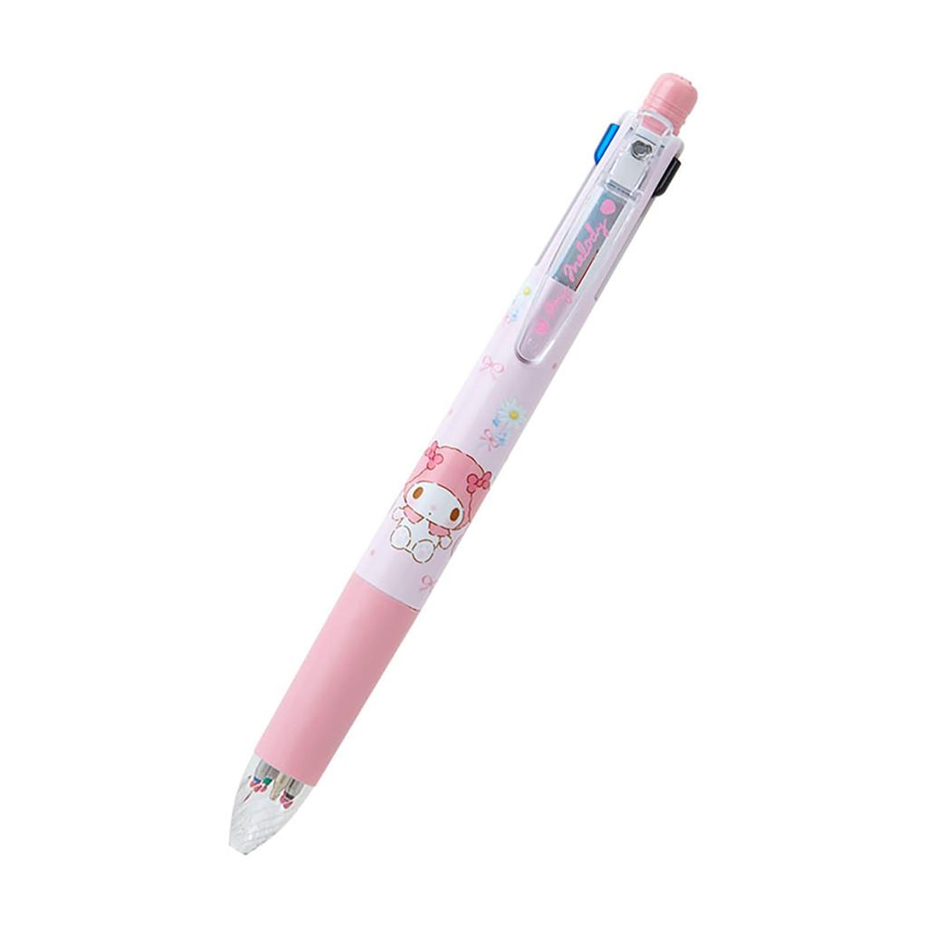 Sanrio Sarasa Multi Ballpoint Pen Mechanical My Ink 283266 4-Color & Pencil, Melody, Colors Black, Blue, Red, Green, 0.5mm,