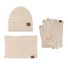 3 Pcs/Set Women Winter Hat Scarf Gloves Set Thick Plush Knitted Warm Cap Gloves Elastic Ear Windproof Wi
