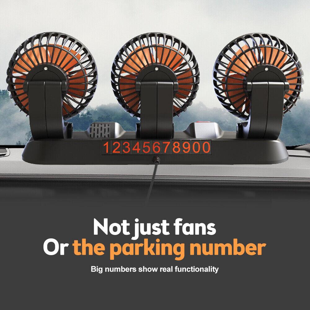 Car Fan 360° Adjustable 3 Head Air Fan Automotive Electric Fan USB/12V/24V Fan 2 Speeds Car Silent Fan For Home Desk Office Car Heat Shields 2