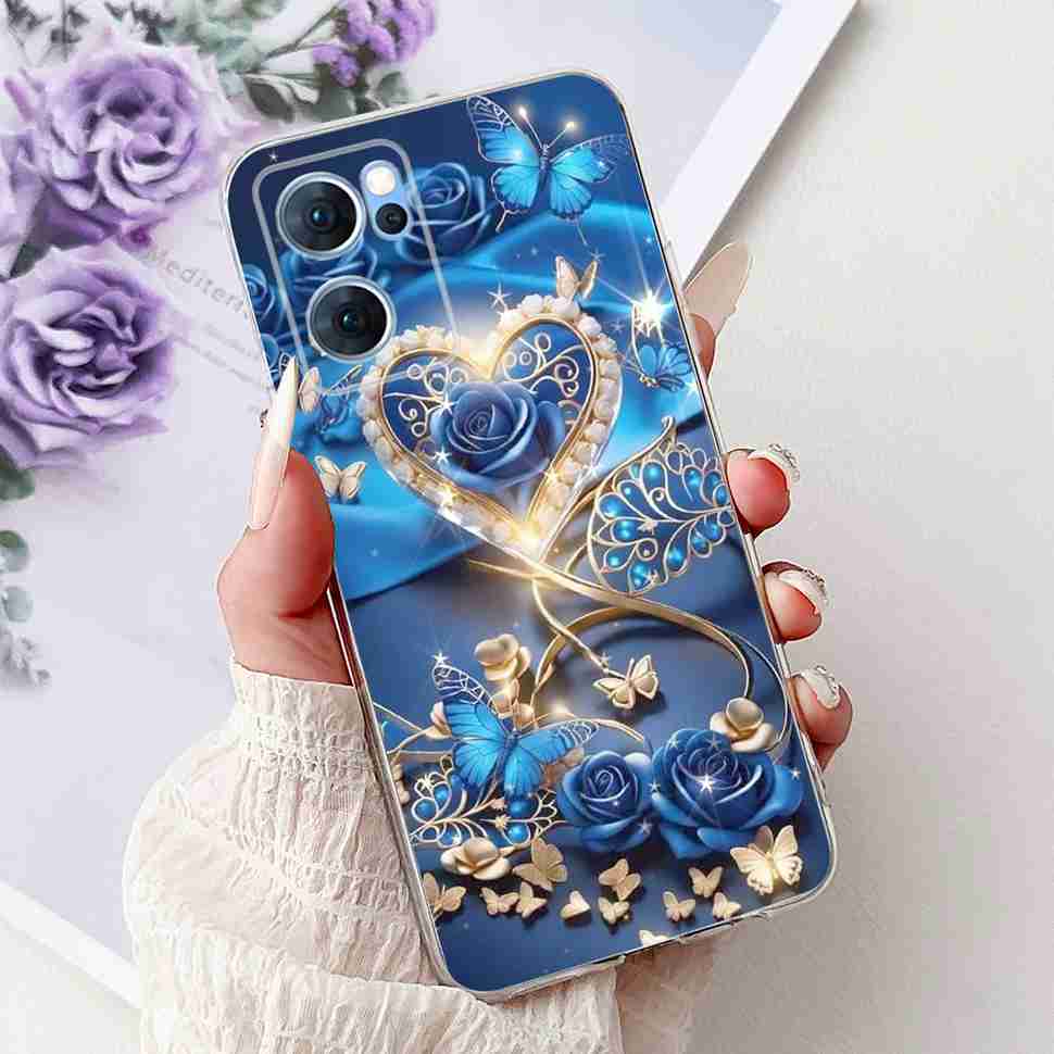 For Oppo Reno7 5G Casing Cute Cat Flower Painted Cover Soft Fundas Phone Case For Oppo Find X5 FindX5 Lite Reno 7 5G Back Cover