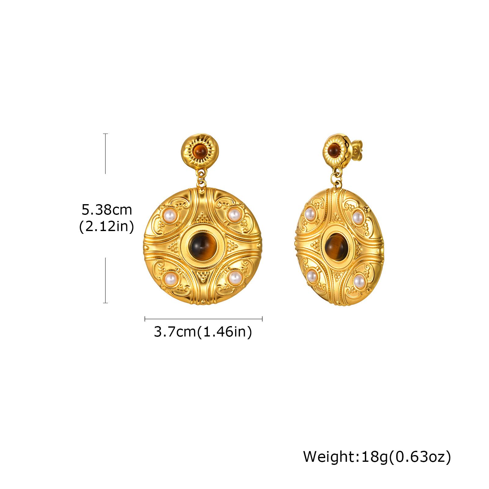 

Vintage Bohemian Natural Stone Big Drop Earring for Women, 18K Gold Stainless Steel Pendant Earrings, Fashion Party Jewelry