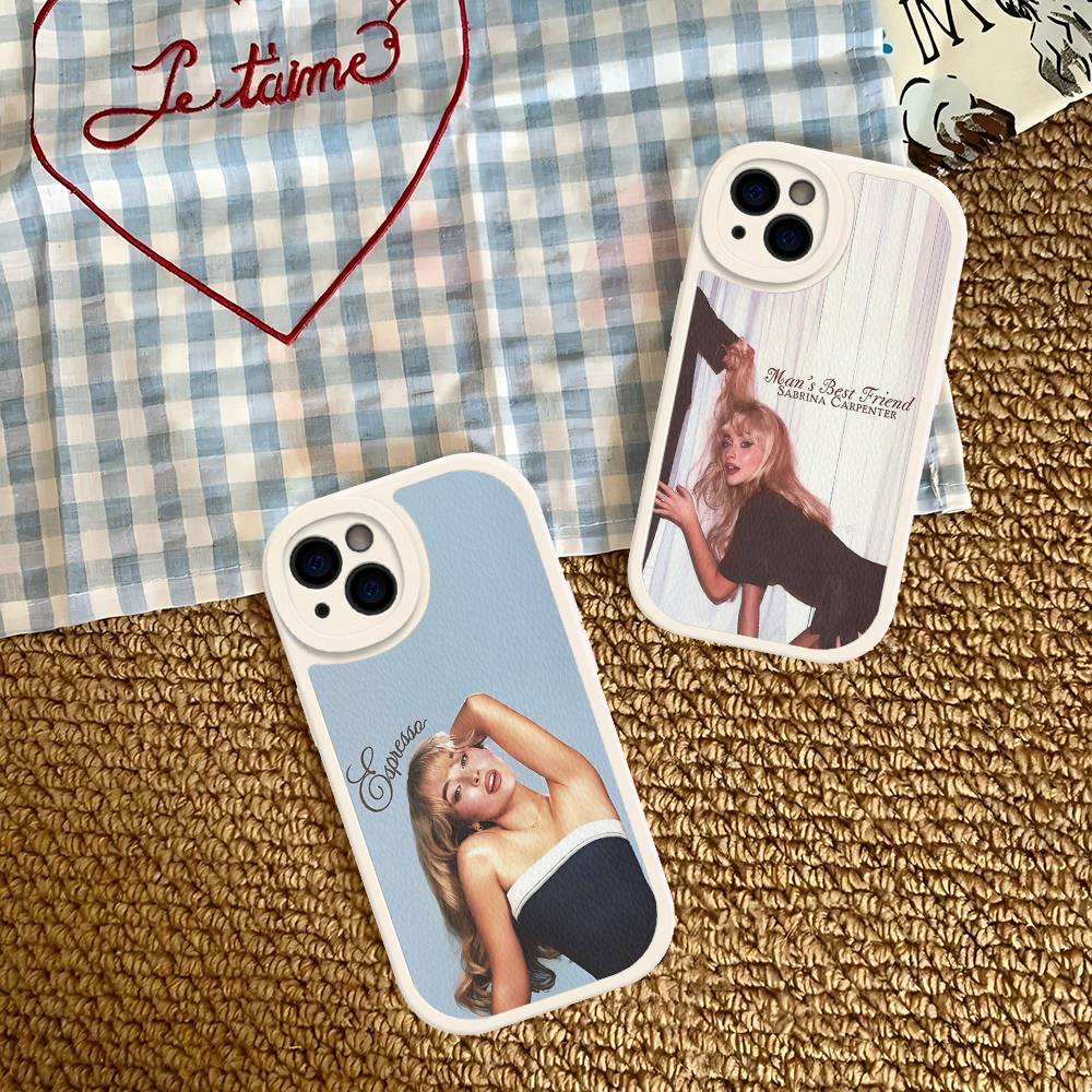Singer S-Sabrina C-Carpenter Silicone Phone Case For iPhone 16 15 14 13 12 11 Pro Max Mini Leather Soft Cover