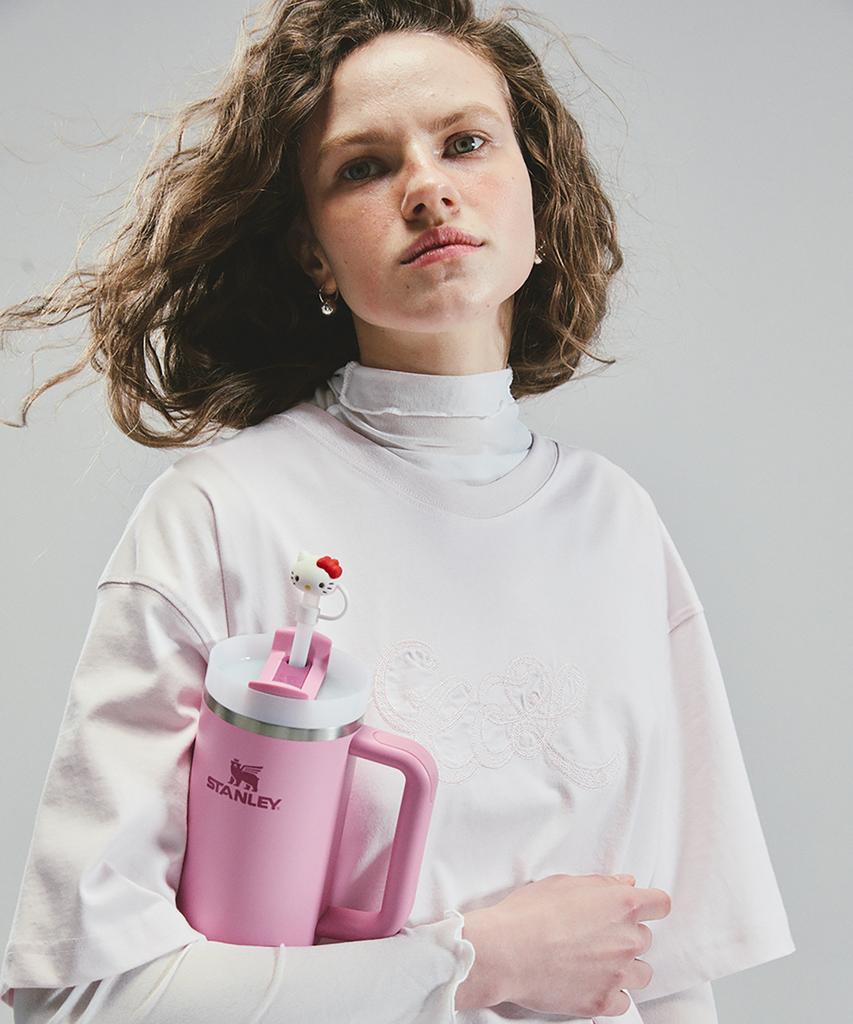 COCANCL Lace Stitched T-Shirt / Baby Pink