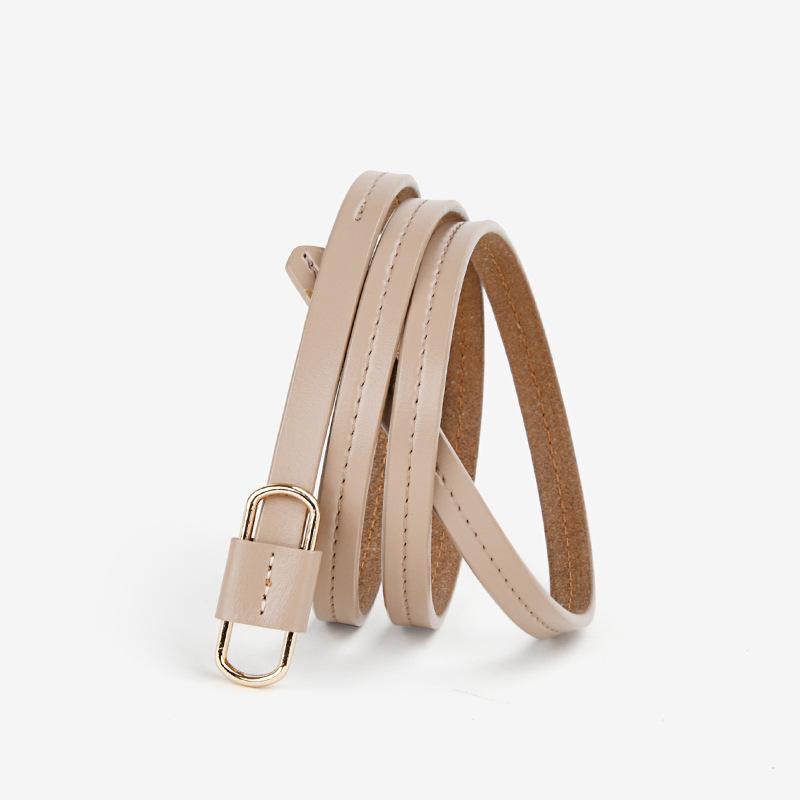 Women's Soft Leather Belt Cowhide Belt Genuine Leather Thin Belt Without Punching Leather