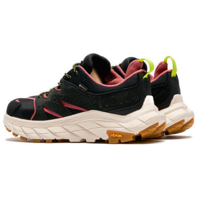 HOKA One One Anacapa Round Toe Lace-Up Shock Absorbing Durable Low-Top Hiking Shoes Unisex Hiking Shoes Black Pink 1136670-BCKCL