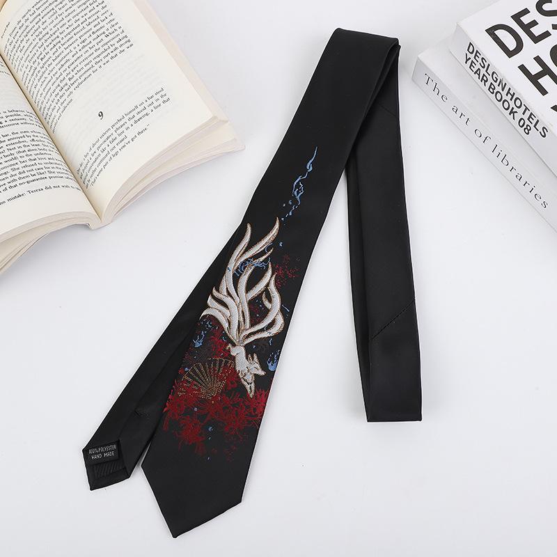 JOJO x Naruto Fox Akatsuki Red Cloud Tie: Anime-Inspired Jujutsu Kaisen Design 145cm*7cm