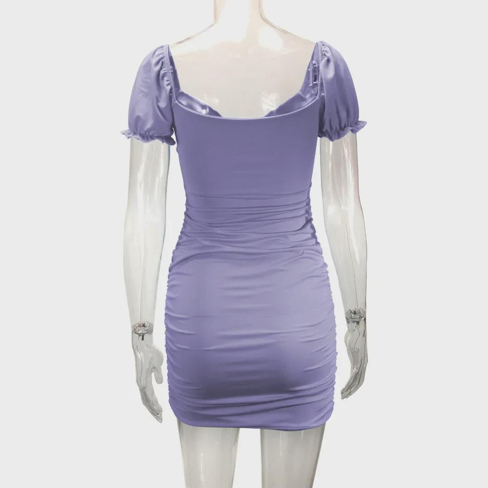 2025 Elegantes Hohlplissee-Puffärmel-Hüftkleid - Europäischer & Amerikanischer Stil für Frauen