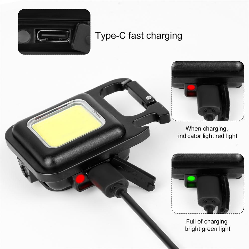 Led Flashlight Key Chain Light Working Light Cob Light Outdoor Camping Fishing And Climbing Night Lamp Waterproof Emergency Lamp