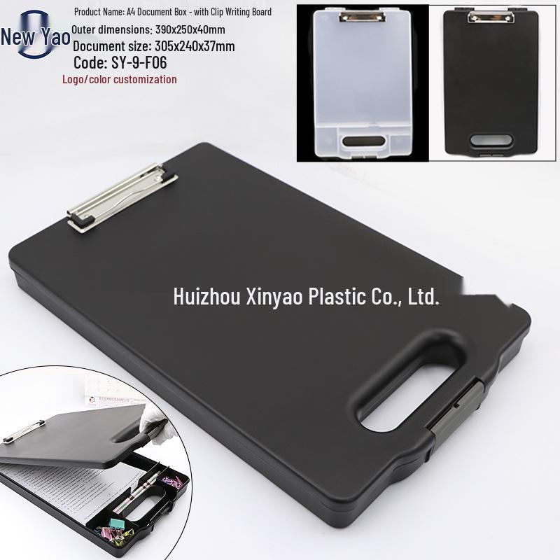 Large Capacity A4 File Box with Pen Slot & Clipboard for A5 Paper Storage