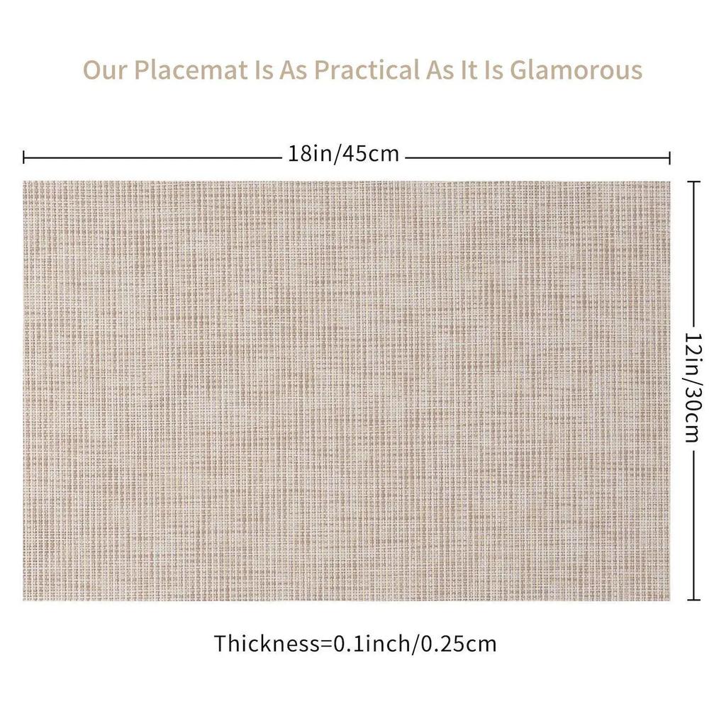 Woven PVC Placemats Heat Resistant Non-Slip Place mats for Dining Table Washable Durable Vinyl Table Mats