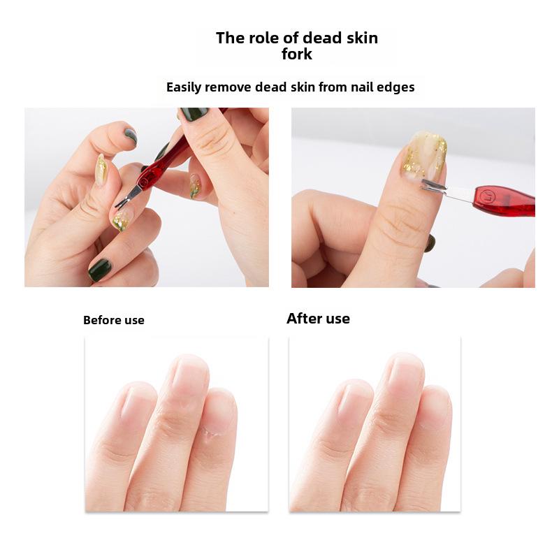 Nail Art Cuticle Remover Tool: Deep V Fork for Dead Skin and Manicure