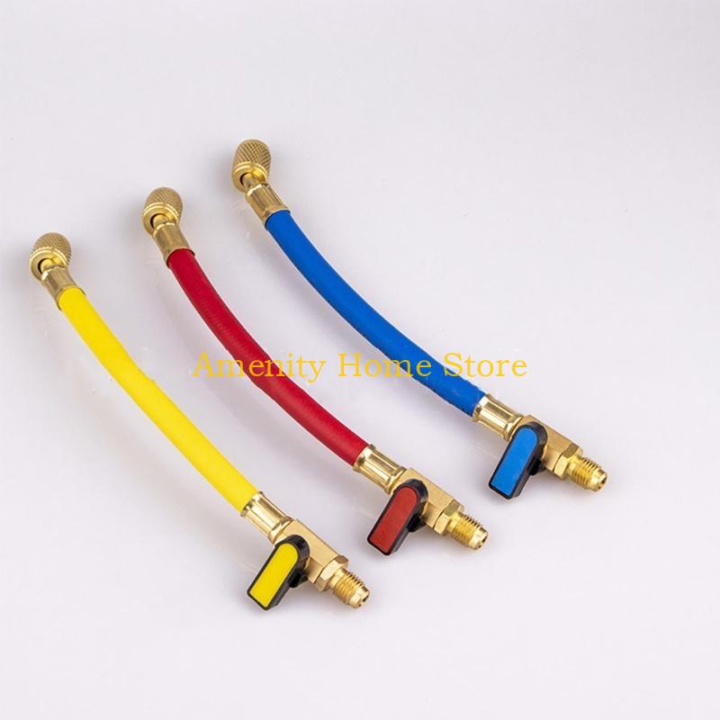 F26C High Pressure HVAC Refrigerant Charging Hoses Set with Ball Val ve 800PSI