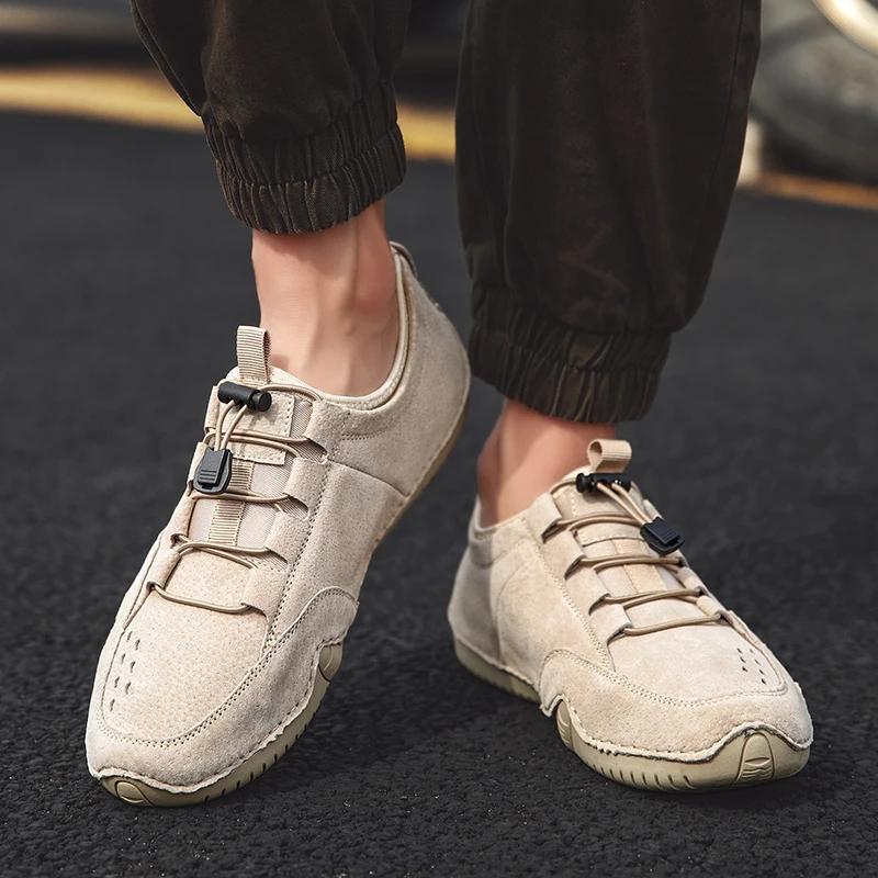 Soft Sole Lightweight Shoes Outdoor Jogging Anti-Slip Wearable Comfort Shoes Genuine Leather Men Loafers Casual Shoes Sneakers