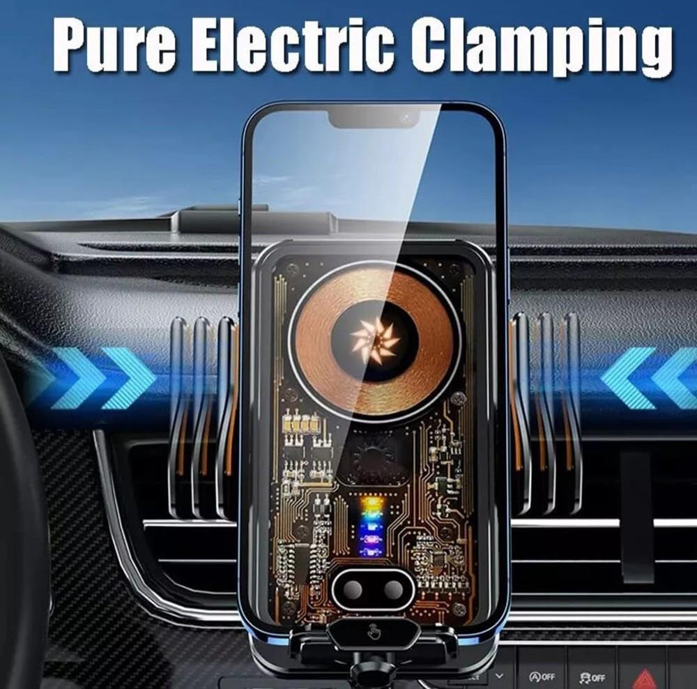 Caricabatterie Wireless Veloce per Auto da 66W Supporto a Morsetto Automatico Porta Telefono per Bocchetta d'Aria