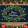 Xmas Banner Green Pine Christmas Party Banner Winter Banner White Flowers For Holiday Celebration Christmas Event Office