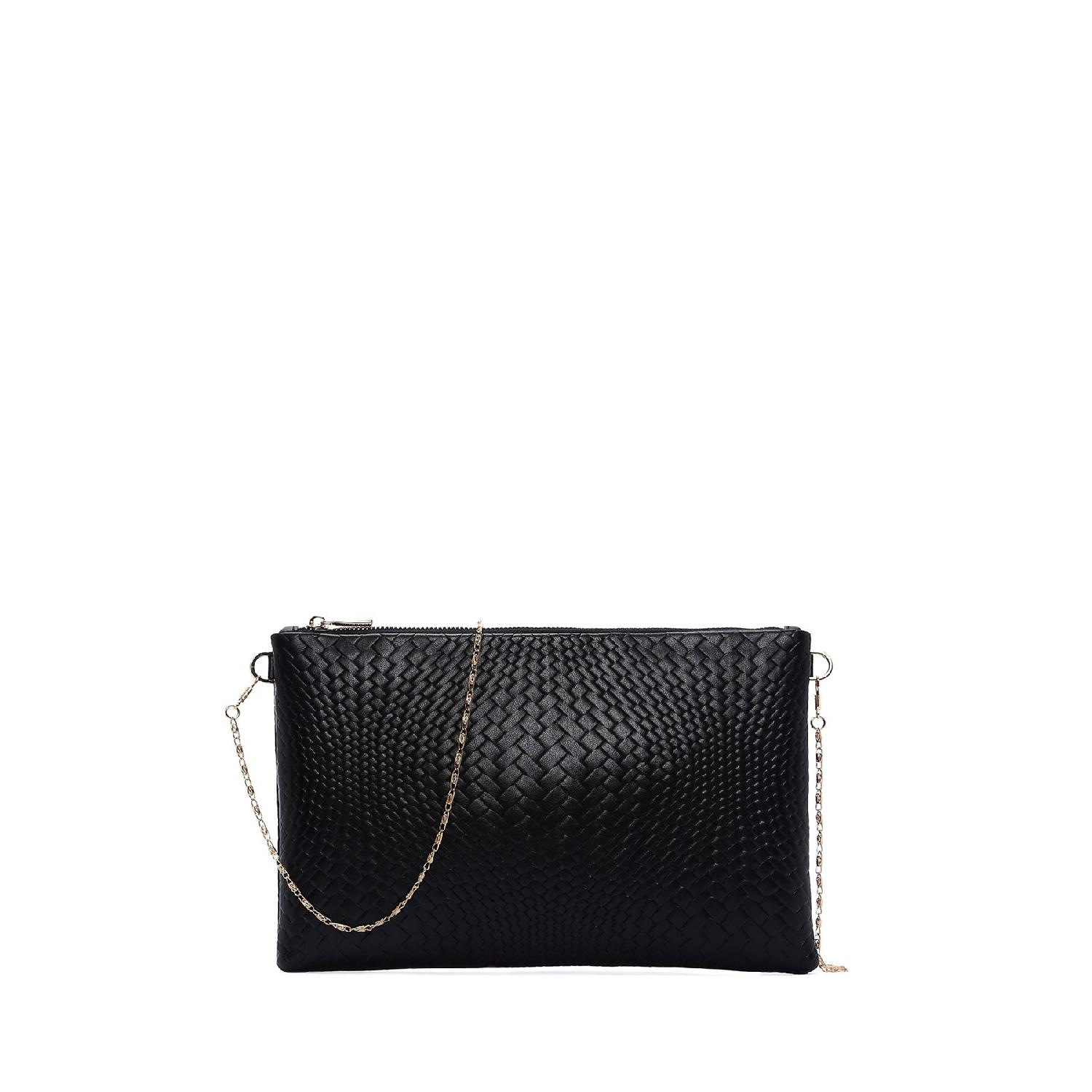 

Women s Black Chain Strap Braided Clutch Bag 24wbd220726 чорний