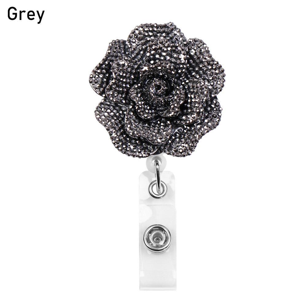 

Quality Lanyards ID Name Card Stationery Retractable Key Ring Badges Holder Badge Reel Rose Shape сірий