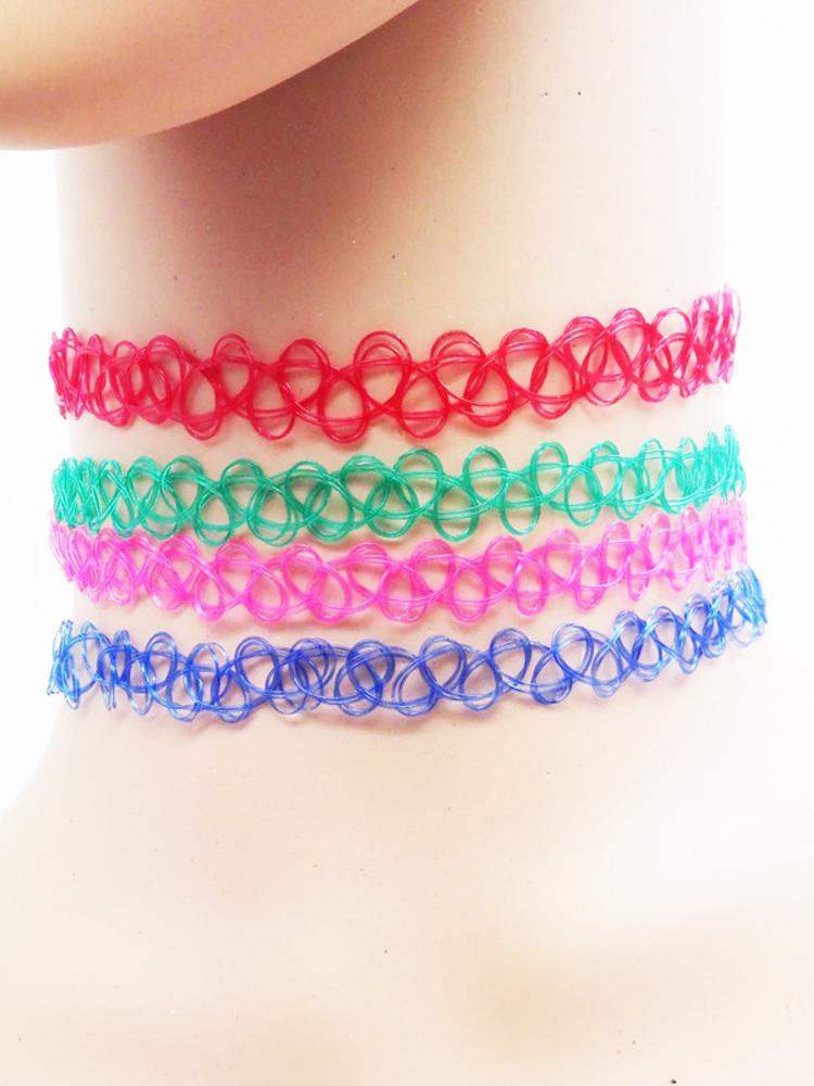 4pc Punk Stretch Tattoo Choker Women Vintage Elastic Black Tattoo Necklace Jewelry Wedding Party Girls Gift