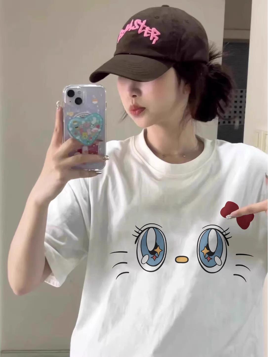 

2025 New Women s Loose Fit Cotton Half Sleeve Korean Style Summer T-Shirt L