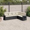 Vidaxl 6-Cz. Gartenmöbel-Set mit Kissen, Schwarzer Polyrattan
