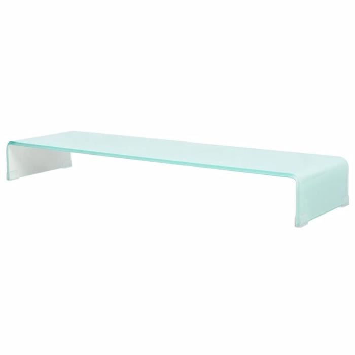 VidaXL Meuble TV/ Support pour moniteur 100 x 30 x 13 cm Verre Blanc