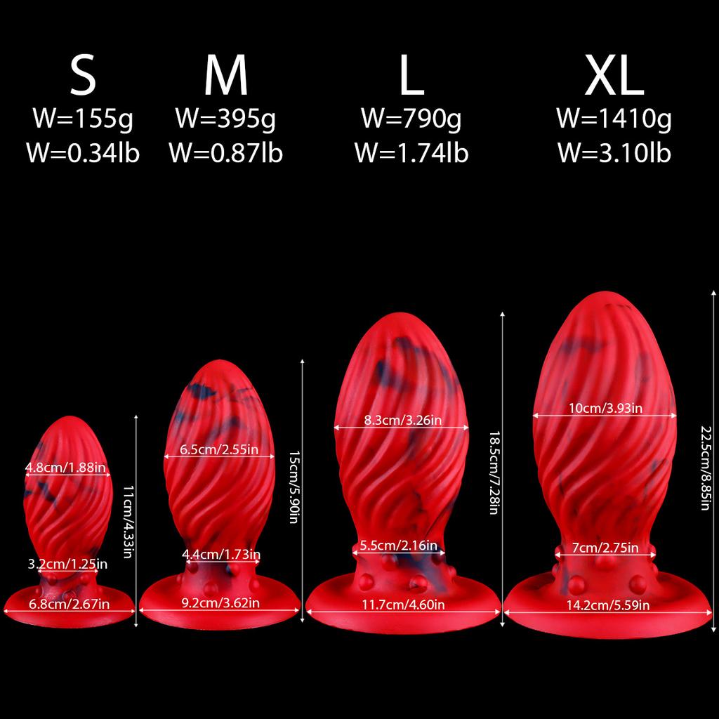 Giant Silicone Spiral Dragon Egg Butt Plug More Sizes Men's and Women's Back Court Masturbation Massage Anal Dilatation Device Adult Sex Toy