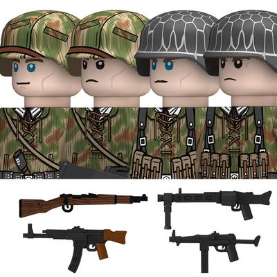 WW2 Katonai Német Katona Figurák Építőkockák 43-as Típusú Mocsári Álcázás Hadsereg Gyalogos Sisak Fegyverek Kockák Játékok Gyerekeknek