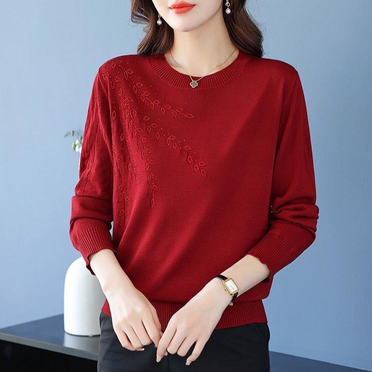 Fall Winter Women's Knitwear Loose Crew Neck Plus Size Sweater Solid Color Pullover Knit Top Jumper