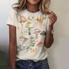 High-Quality Cotton Cute Mushroom Print Women's T-Shirt Retro Fashion Casual Summer New Short-Sleeved Women's Clothing