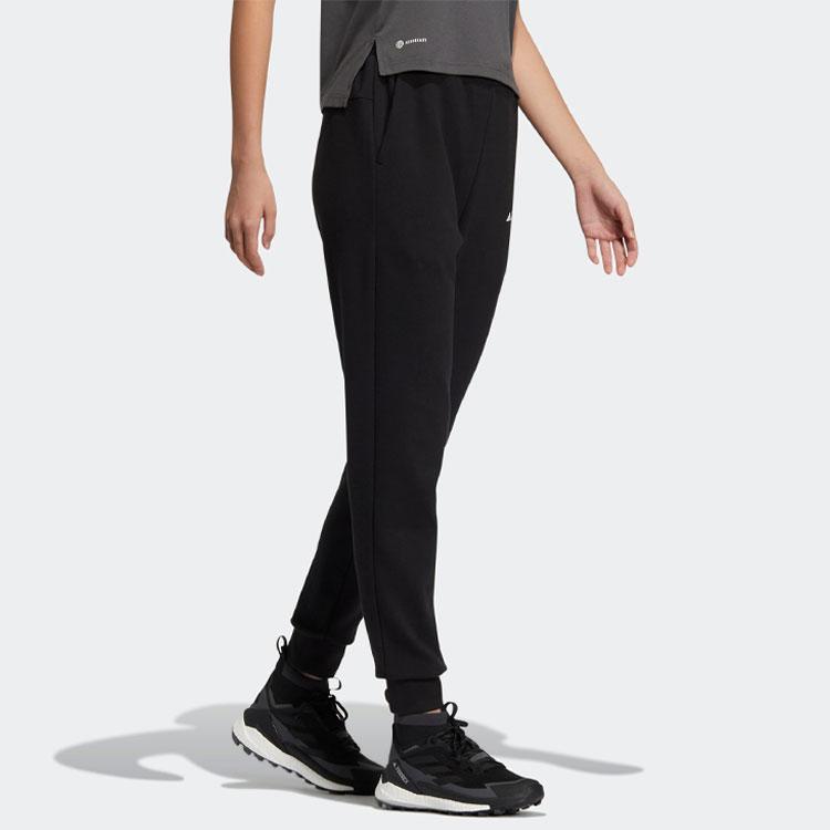 adidas Letter Print Elastic Waist Cuffed Sports Pants Women Pants Black IC4474