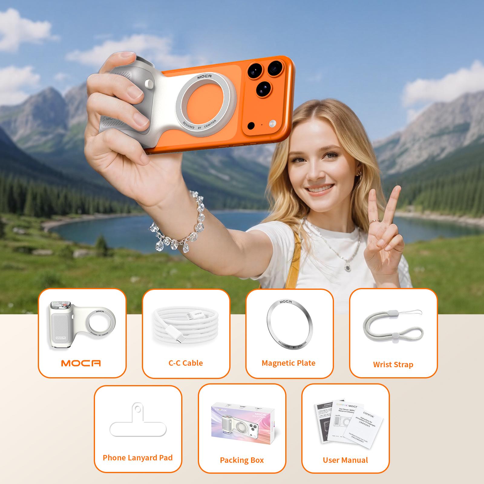 

COMITOK Magnetic Phone Camera Hand Grip with Remote Control Shooting Handle Stabilizer Holder for iPhone Photography Accessories Bundle 1
