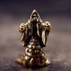 Vintage Brass Zombie Statue Horror Skull Mage Ghost Sculpture Death Reaper Figurine Prank Decoration Desktop Ornament Home Decor