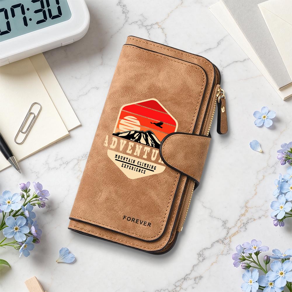 Adventure Pattern Long Purse for Daily Use Fashion Multi Card Holder Portable Wallet